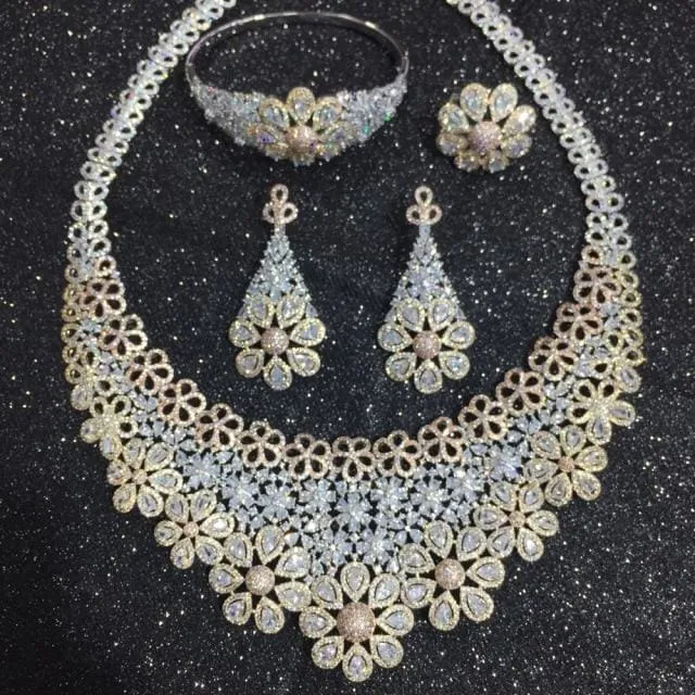 Luxury Cubic Zirconia Elegant Bridal Necklace Set