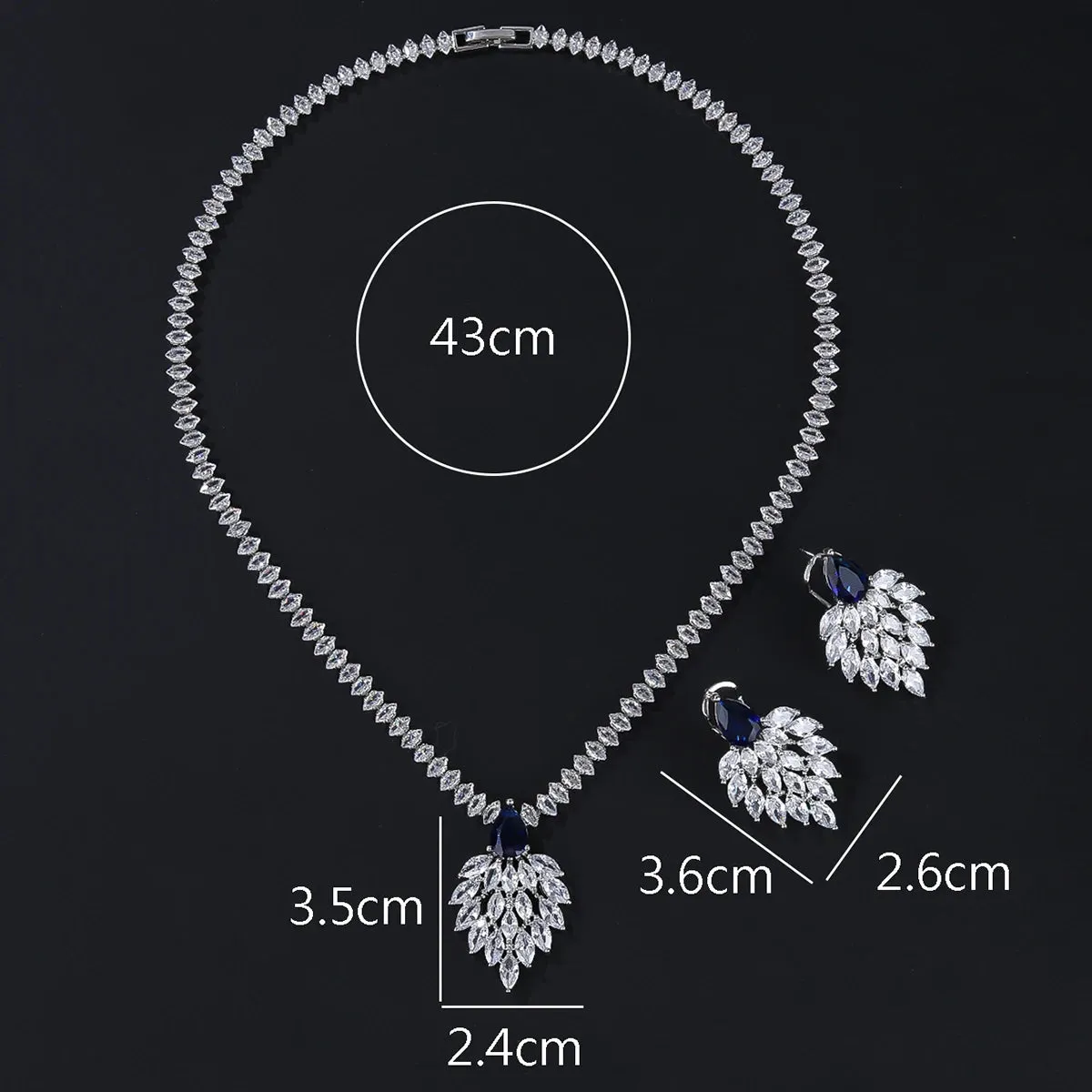 Luxury Cubic Zirconia Green Blue Color Bridal Jewelry Sets for Wedding Collection Banquet Costume Accessories CN10641