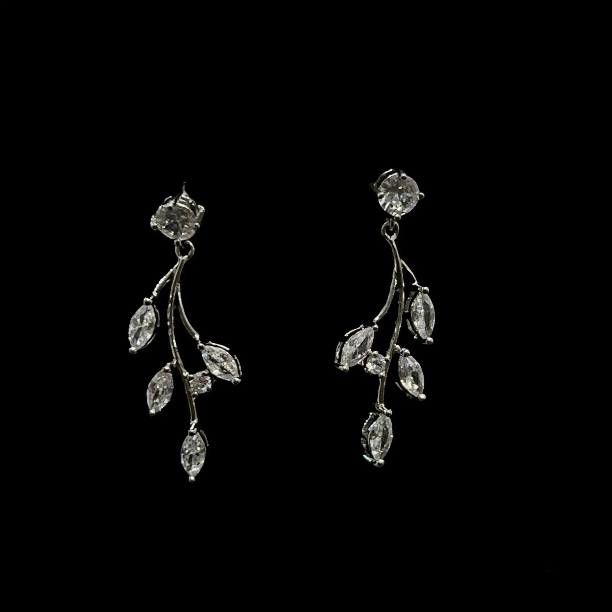 Luxury Leaf Statement Necklace | Crystal Jewelry Necklace and Earrings - Silver