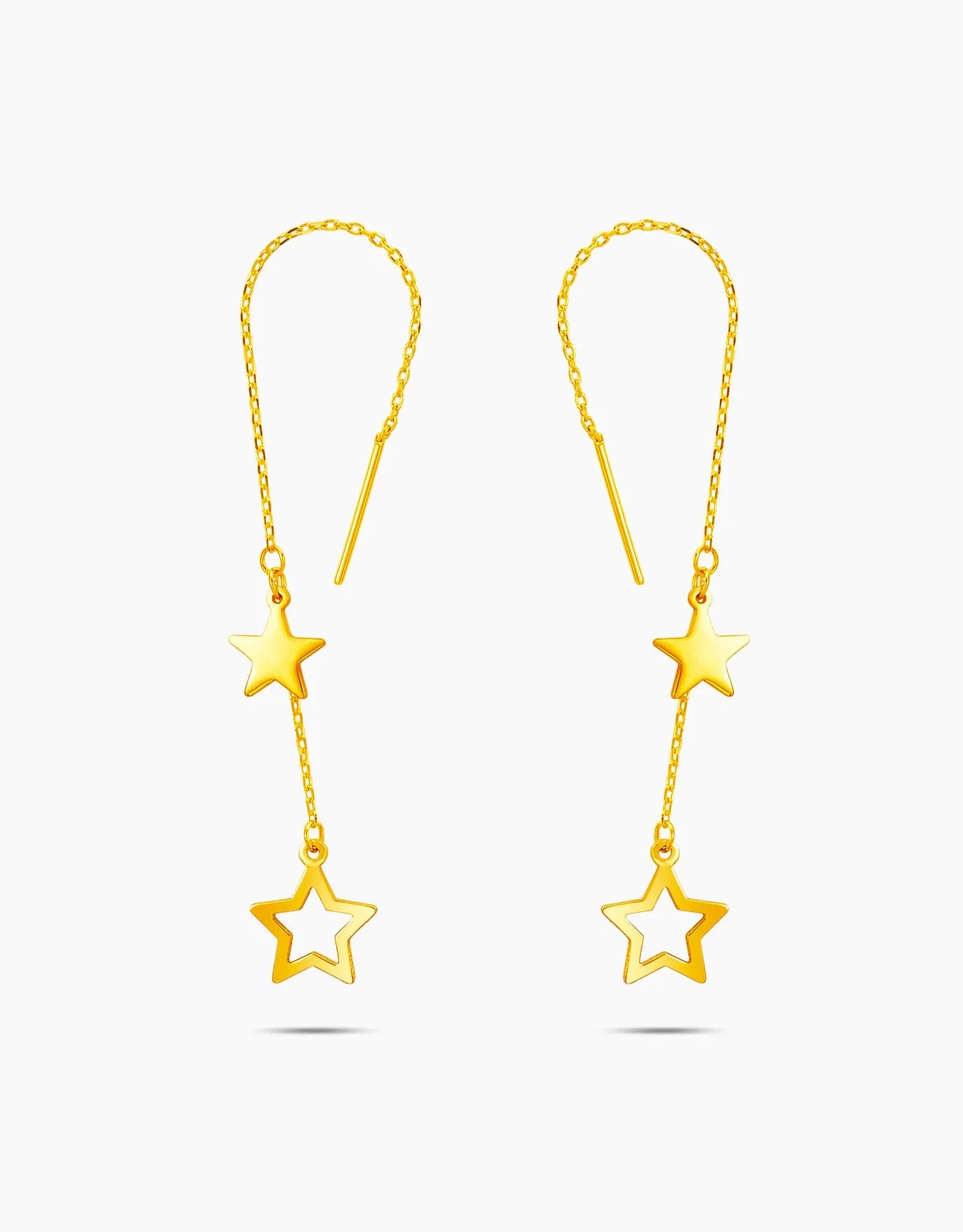 LVC 9IN Matched Stars 999 Gold Drop Earrings