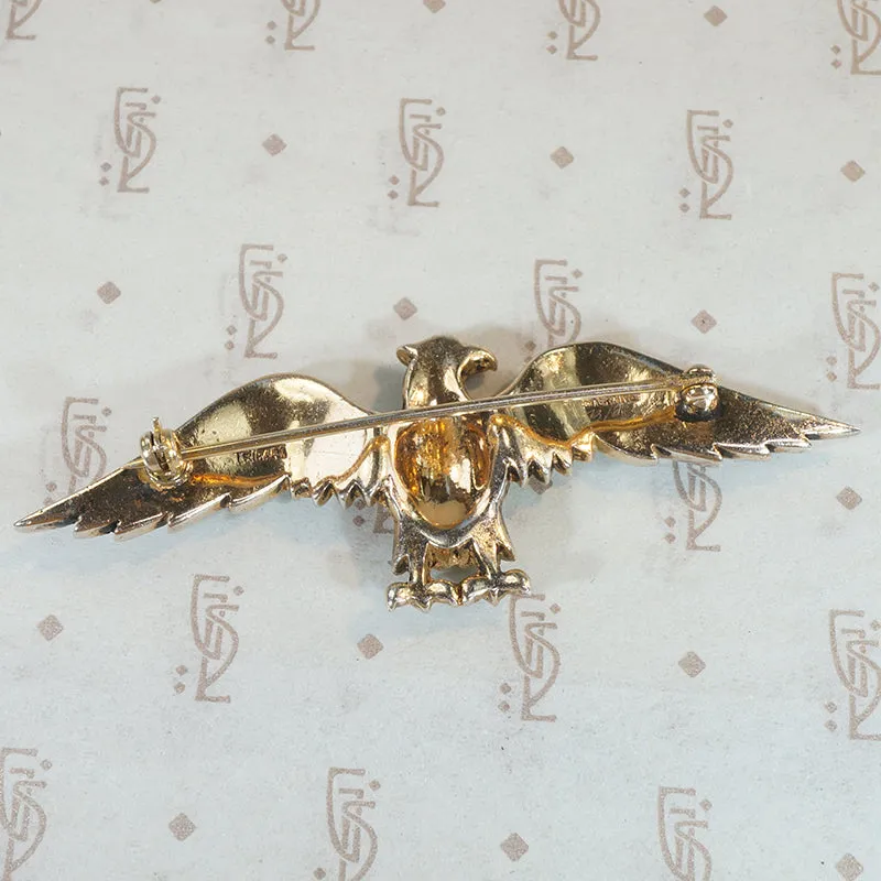 Majestic Sterling & Rhinestone Eagle Brooch by Trifari