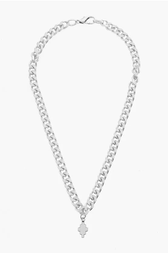 Marcelo Burlon Silver-Tone Effect Chain Necklace with Pendant