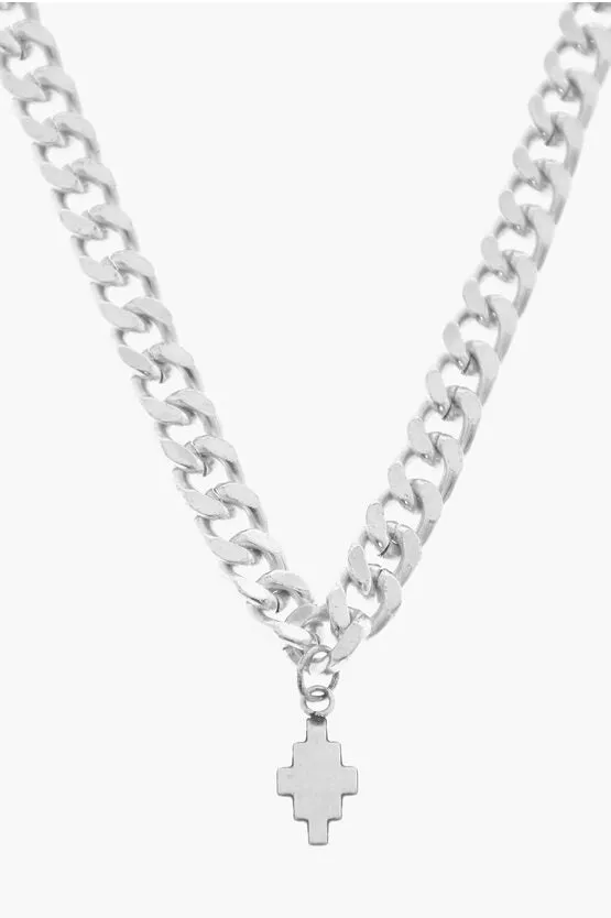 Marcelo Burlon Silver-Tone Effect Chain Necklace with Pendant