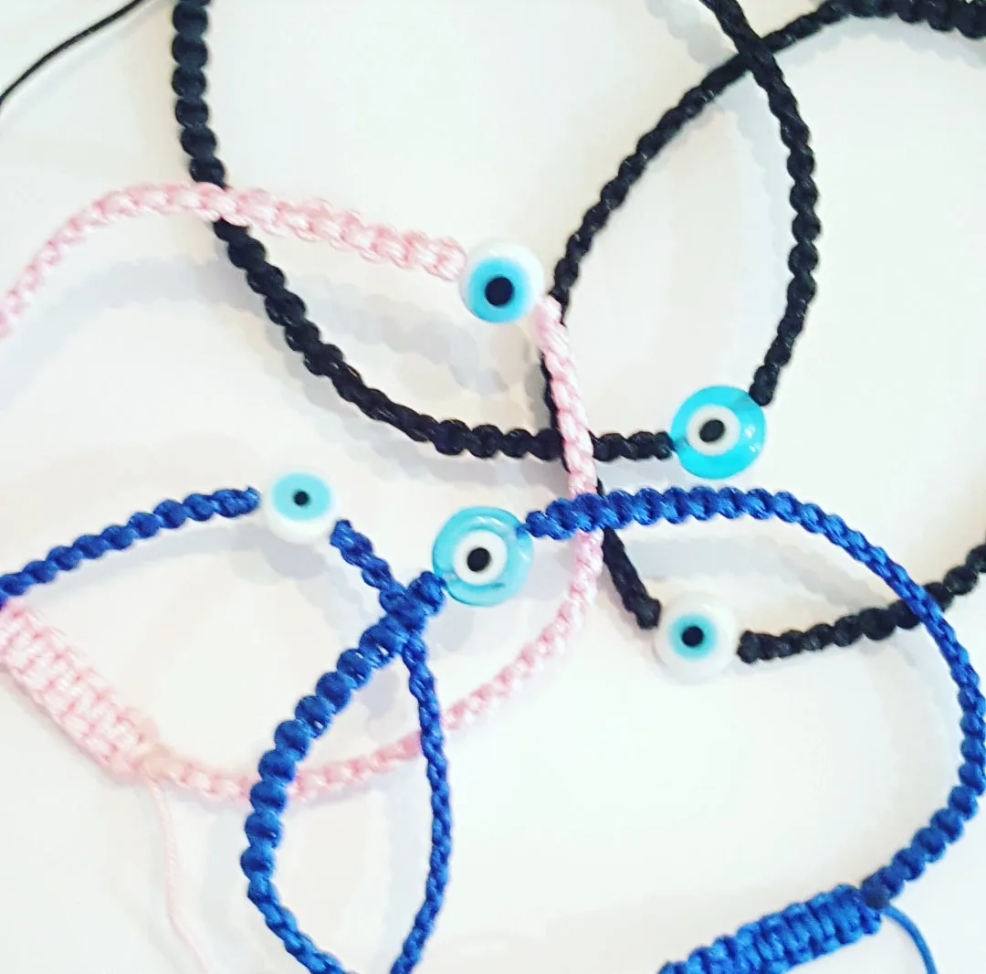 Mini mati evil eye cord bracelet