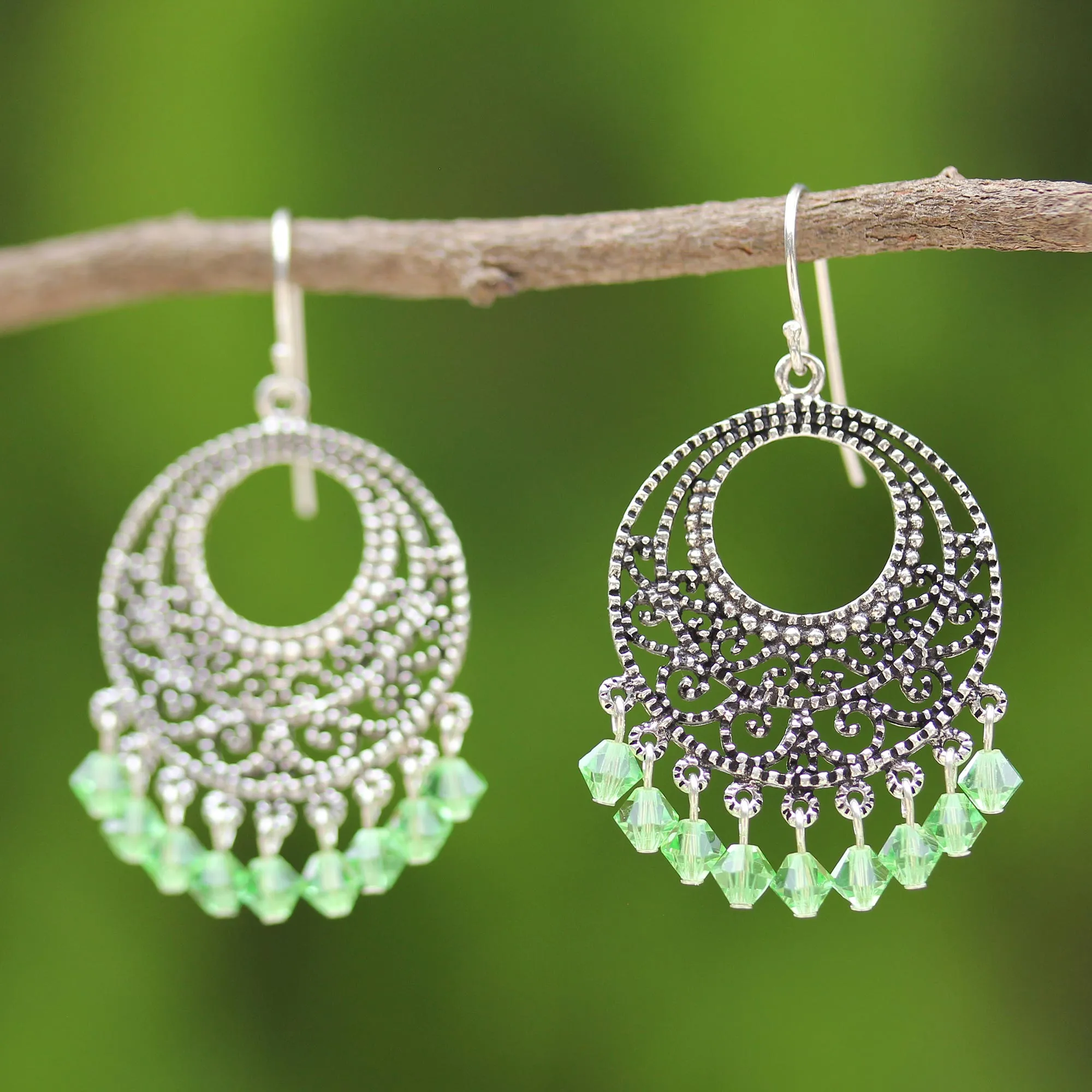 Moroccan Mint Sterling Silver Beaded Earrings