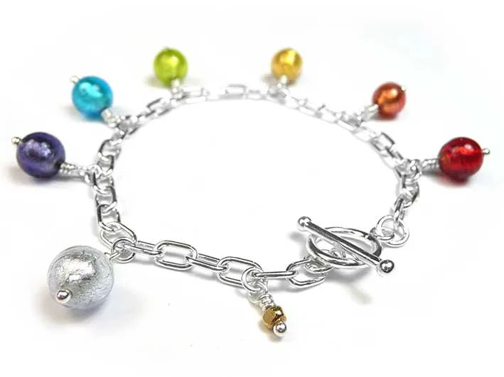 Murano Glass Charm Bracelet - Rainbow