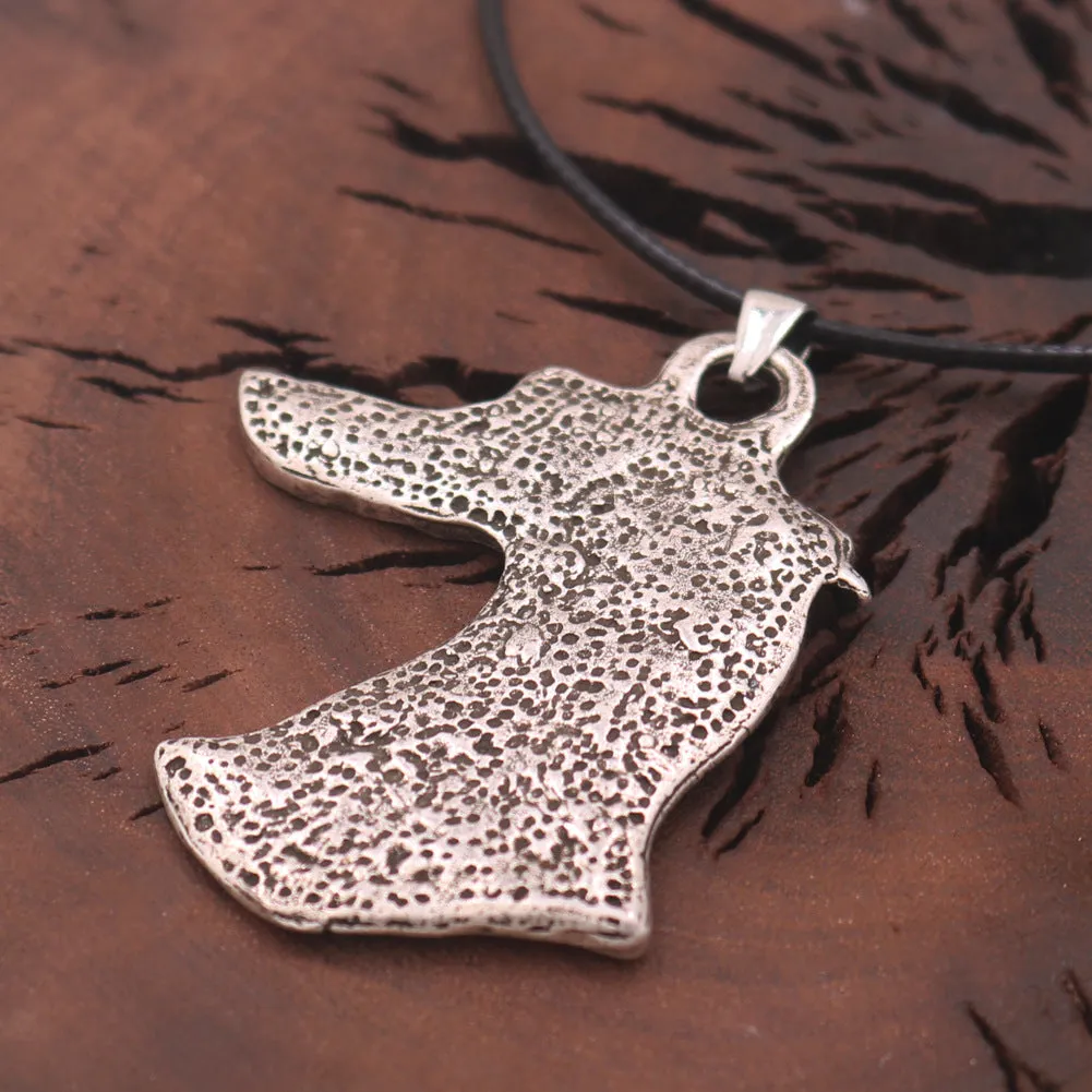 Mystical Odin Dog Head Pendant - Vintage Silver Men's Necklace