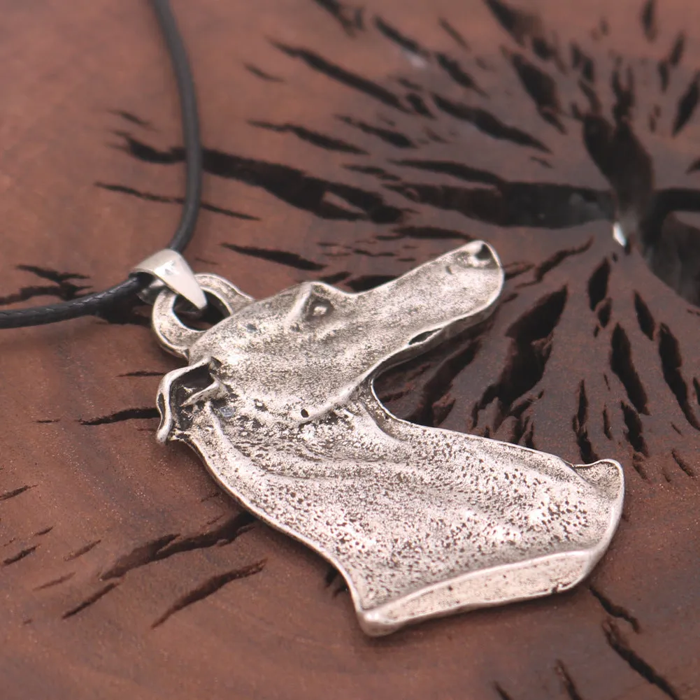 Mystical Odin Dog Head Pendant - Vintage Silver Men's Necklace