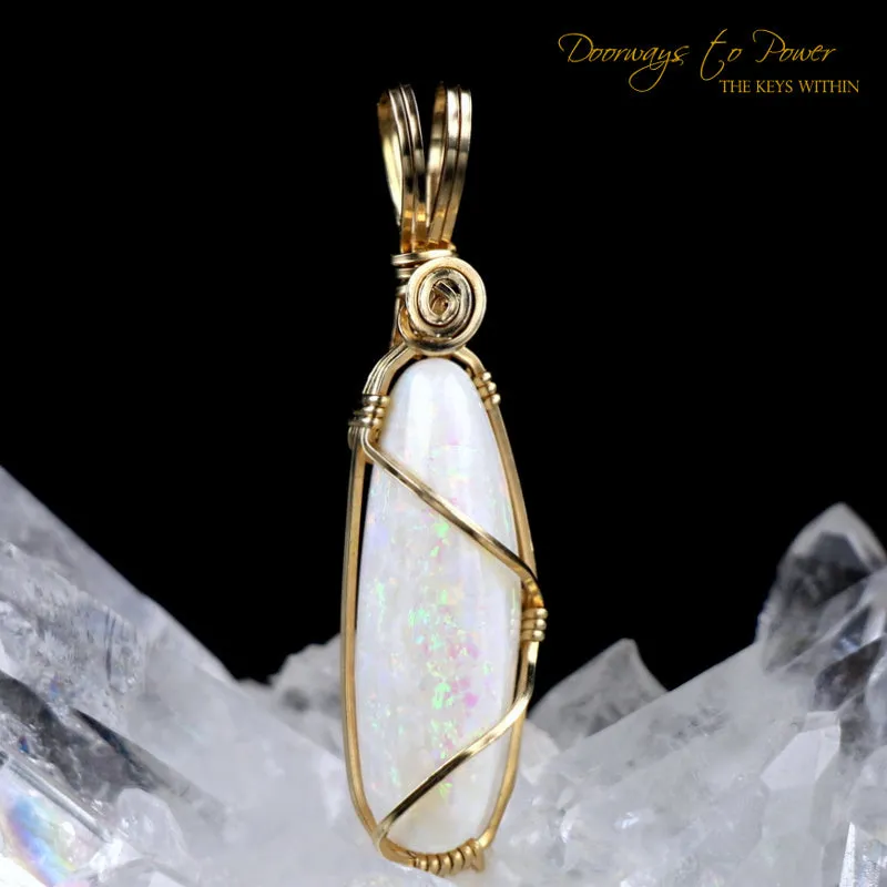 Mystical Opal Meditative Light Crystal Pendant 14k RESEVRED