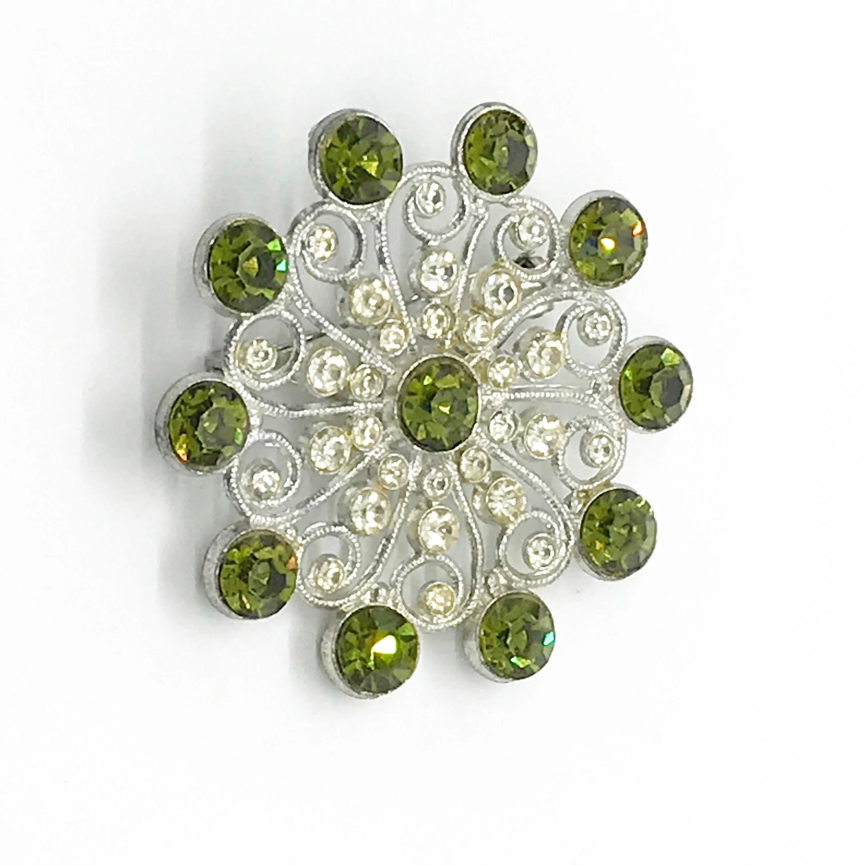 Olivine Edwardian Inspired Rhinestone Vintage Brooch