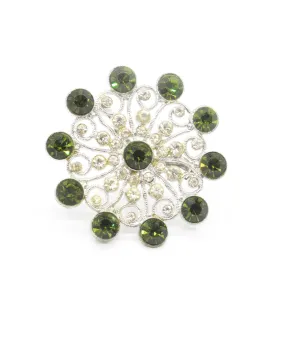 Olivine Edwardian Inspired Rhinestone Vintage Brooch