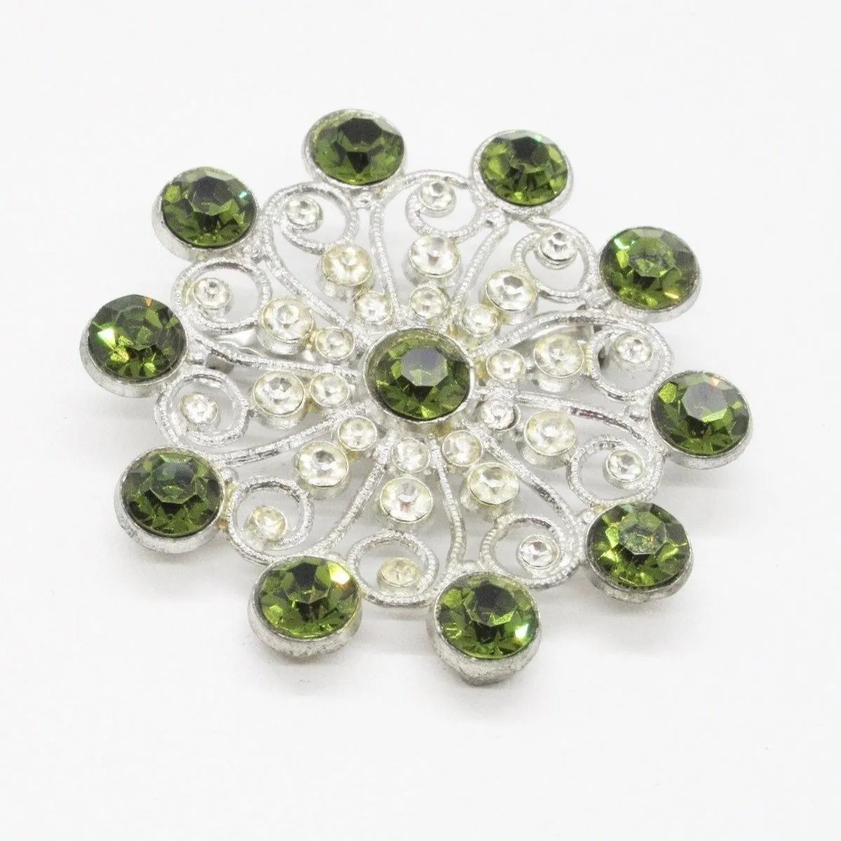 Olivine Edwardian Inspired Rhinestone Vintage Brooch