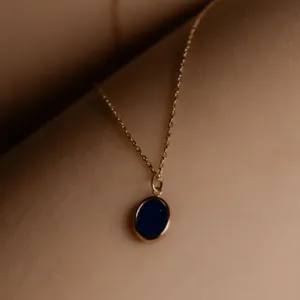 OVAL LAPIS LAZULI BEZEL SET PENDANT