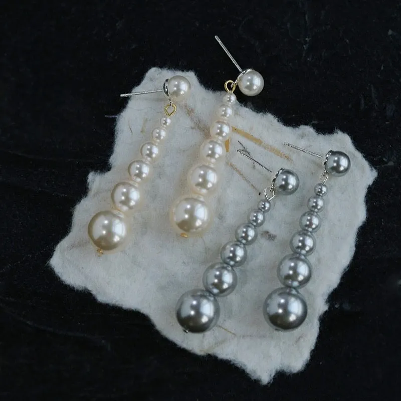 Pearl Drop Earrings with Gradient Design