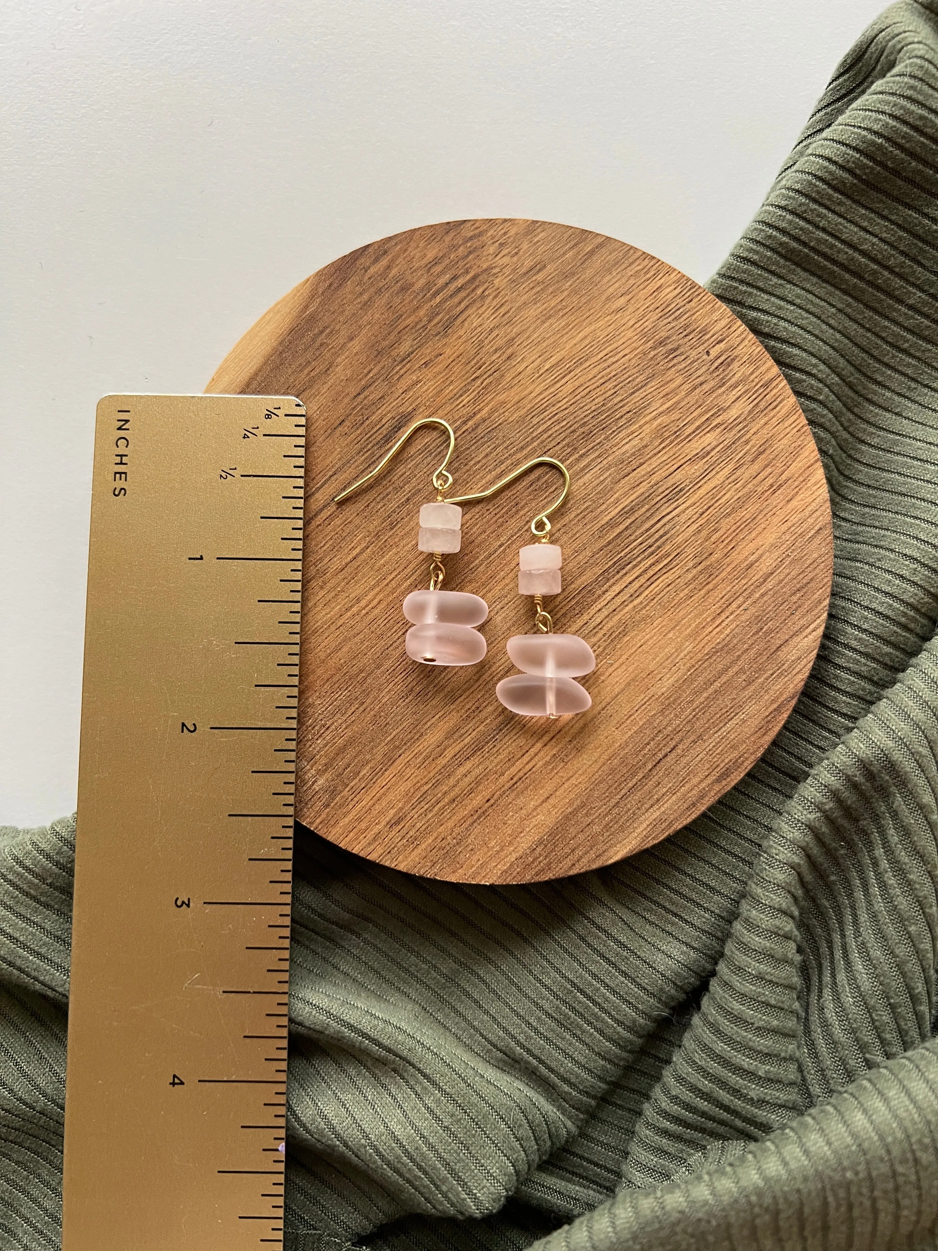 Petal | Rose Quartz   Sea Glass Earrings