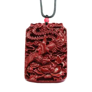 Phoenix Dance Sterling Silver Pendant with Cinnabar Stone