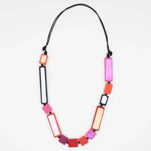 Pink Rectangle Statement Necklace