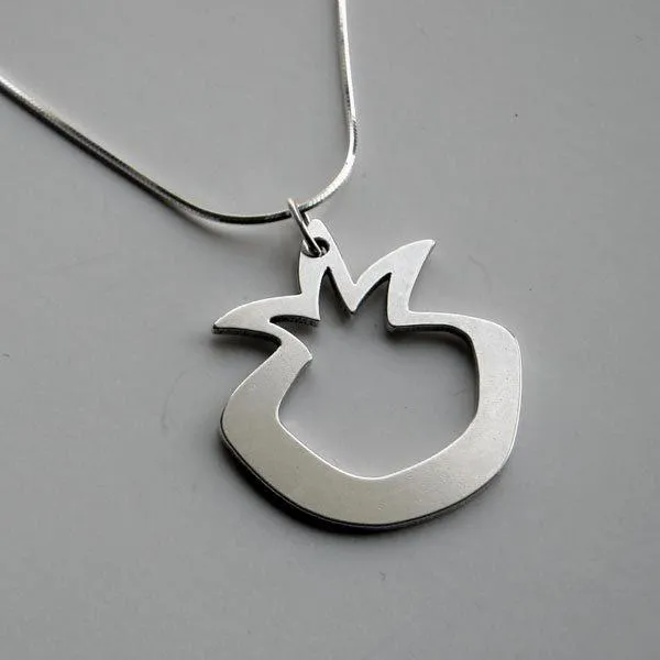 Pomegranate Silver Cut Out Pendant Necklace