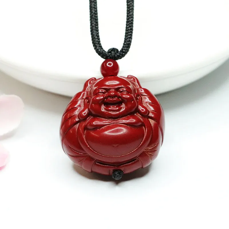 Purple Gold Sand Buddha Pendant with Cinnabar Stone