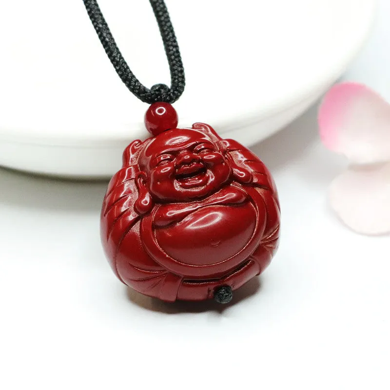 Purple Gold Sand Buddha Pendant with Cinnabar Stone