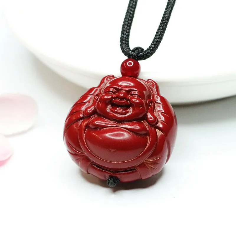 Purple Gold Sand Buddha Pendant with Cinnabar Stone