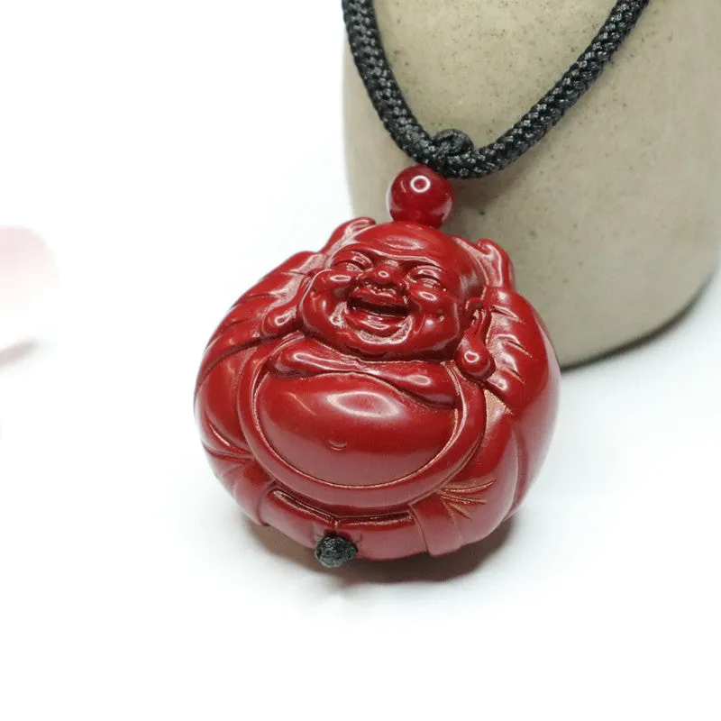 Purple Gold Sand Buddha Pendant with Cinnabar Stone