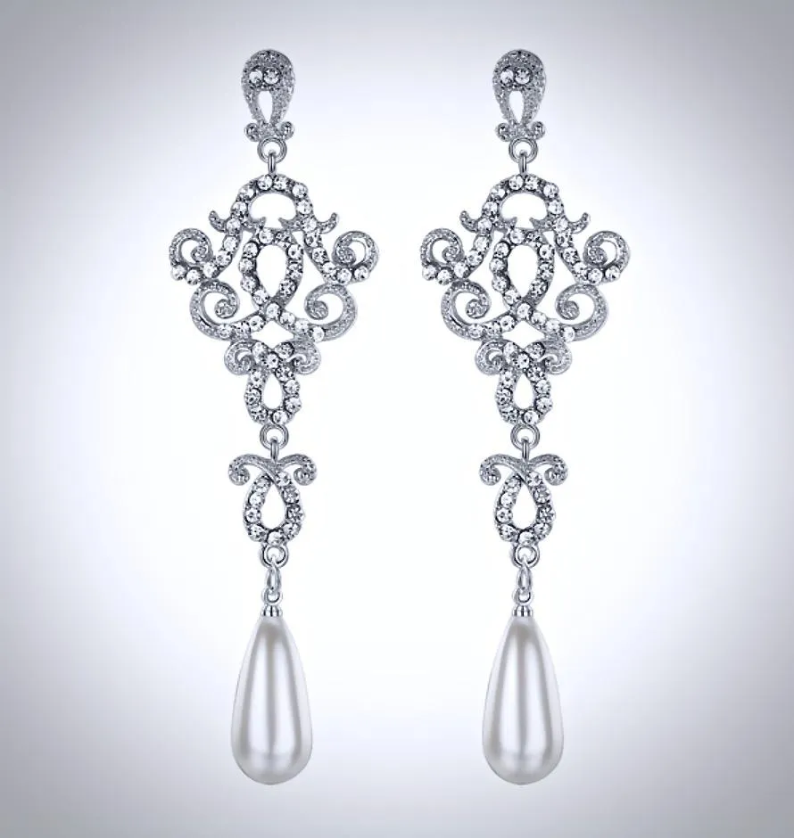 "Charleston" - Rhinestone and Pearl Bridal Earrings