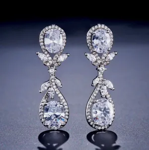 "Drea" - Silver Cubic Zirconia Bridal Earrings