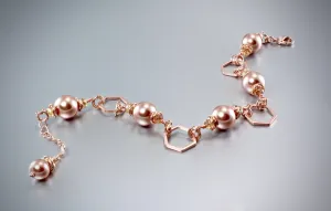 "Echo" - Swarovski Pearl and Rose Gold Geometric Bridal Bracelet