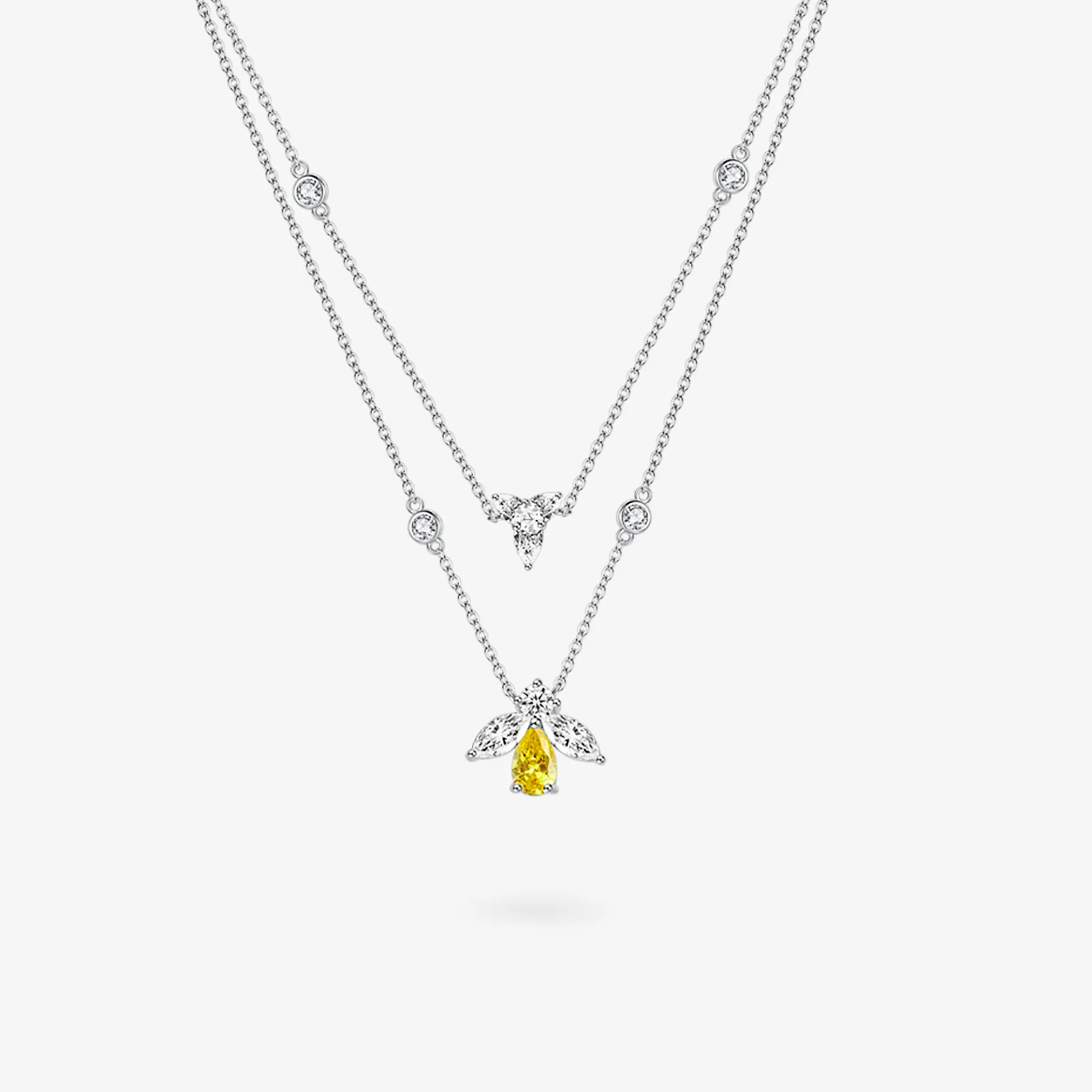 "Honey Talk" Honey Bee Two Layer Double Sterling Silver Necklace