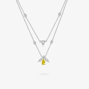 "Honey Talk" Honey Bee Two Layer Double Sterling Silver Necklace