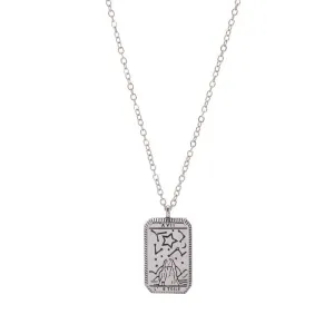 "L'Etoile" Tarot Card Necklace – Silver-Plated Star Symbol Pendant for Inspiration & Hopejltn0619