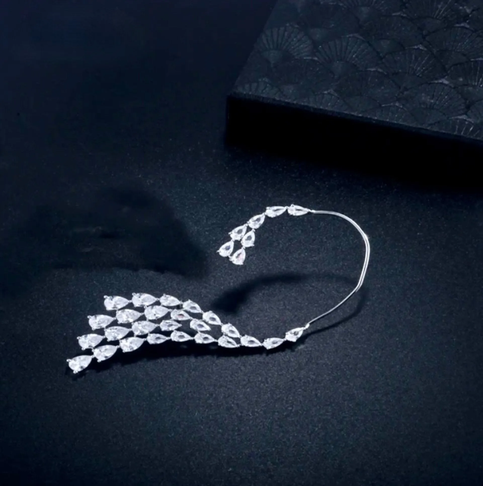 "Naissa" - Silver CZ Bridal Ear Cuff Earrings