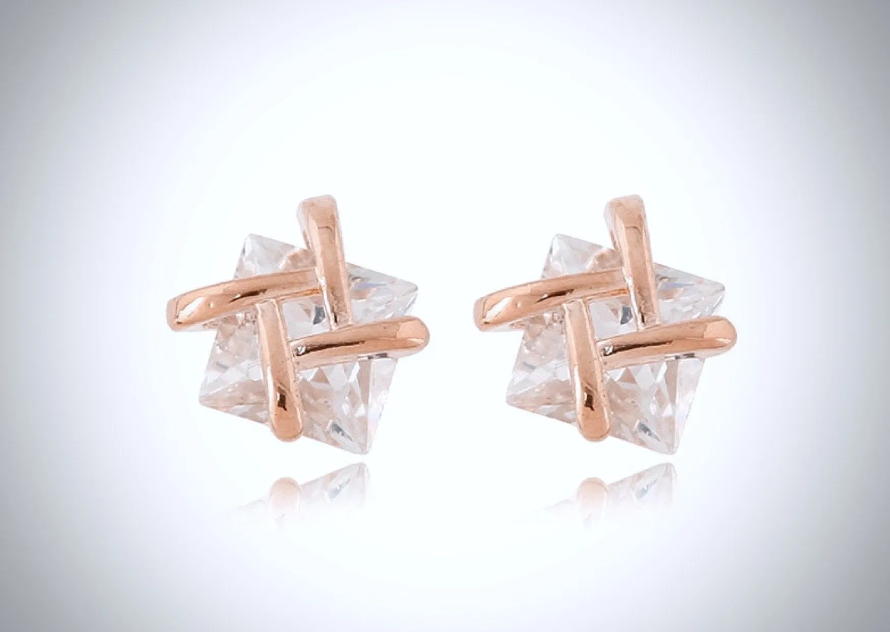 "Sienna" - Rose Gold Cubic Zirconia Stud Earrings