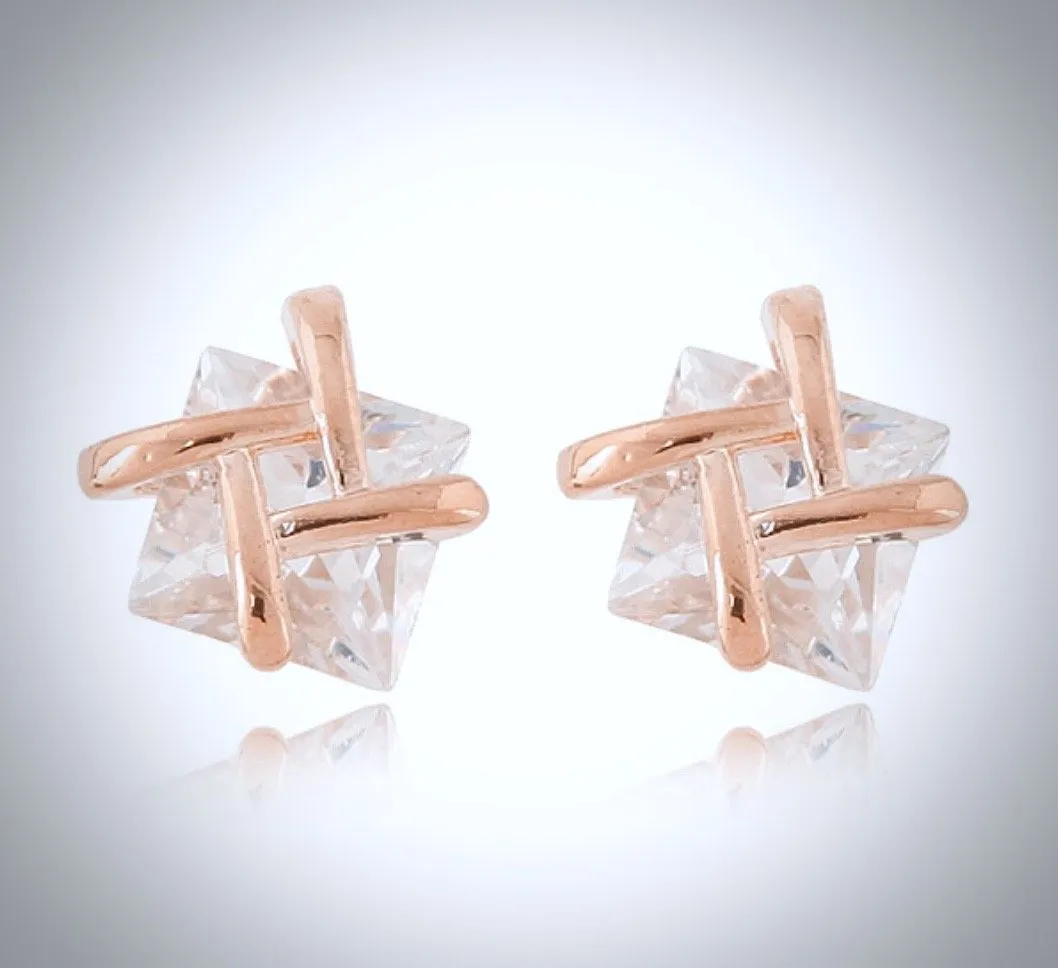 "Sienna" - Rose Gold Cubic Zirconia Stud Earrings