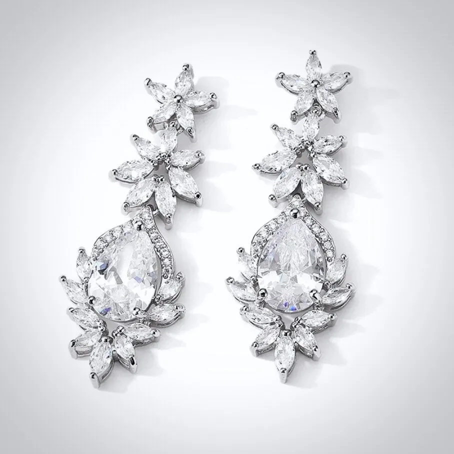 "Tallulah" - Cubic Zirconia Bridal Earrings - Available in Rose Gold, Silver and Yellow Gold