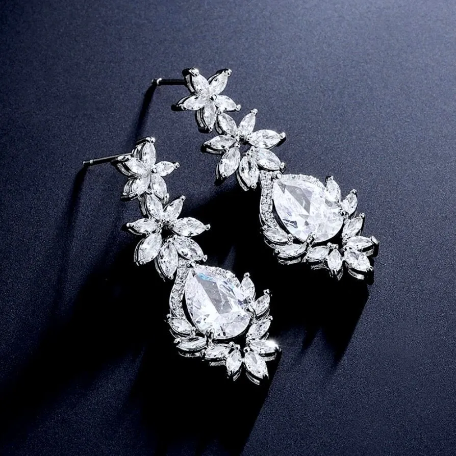 "Tallulah" - Cubic Zirconia Bridal Earrings - Available in Rose Gold, Silver and Yellow Gold