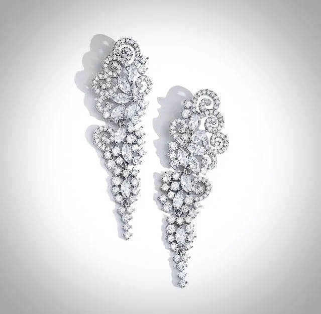 "Verna" - Cubic Zirconia Bridal Earrings - Available in Silver and Rose Gold