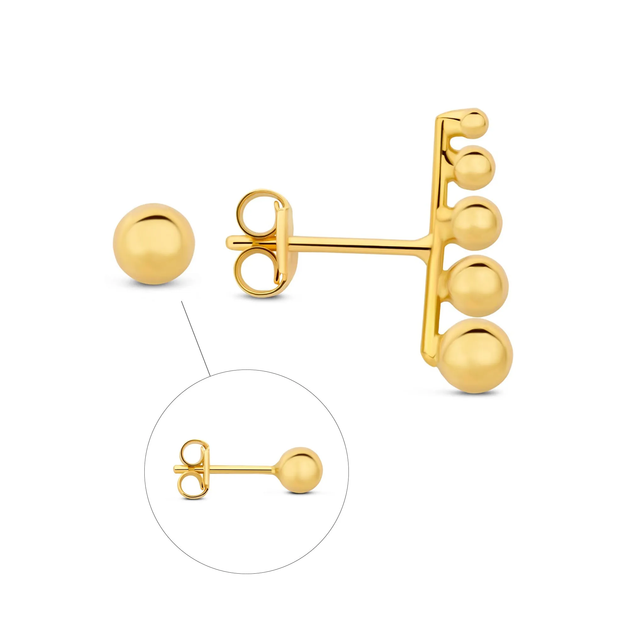 Rivoli Cézanne 14 karat gold earrings with 2 ear studs