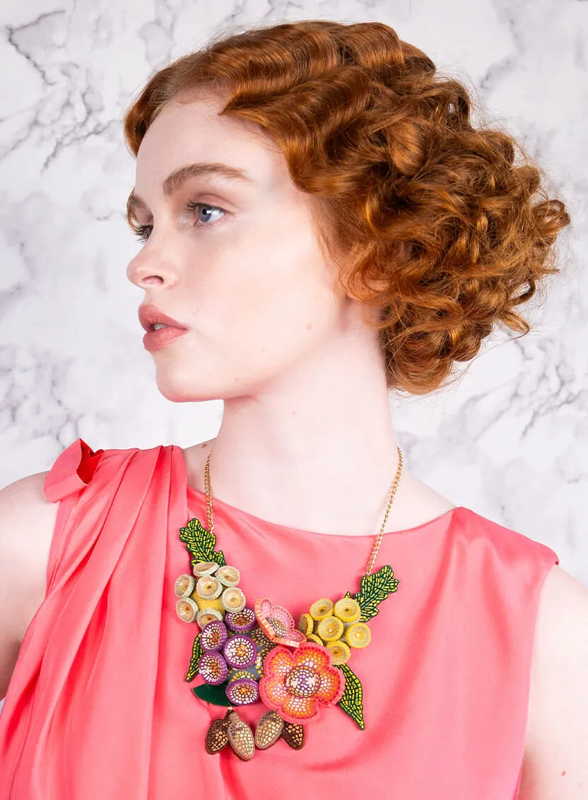 Roman Flowers Statement Necklace