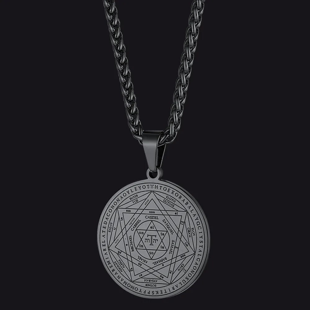 Seal of Solomon Pendant Talisman Pentagram Necklace For Men