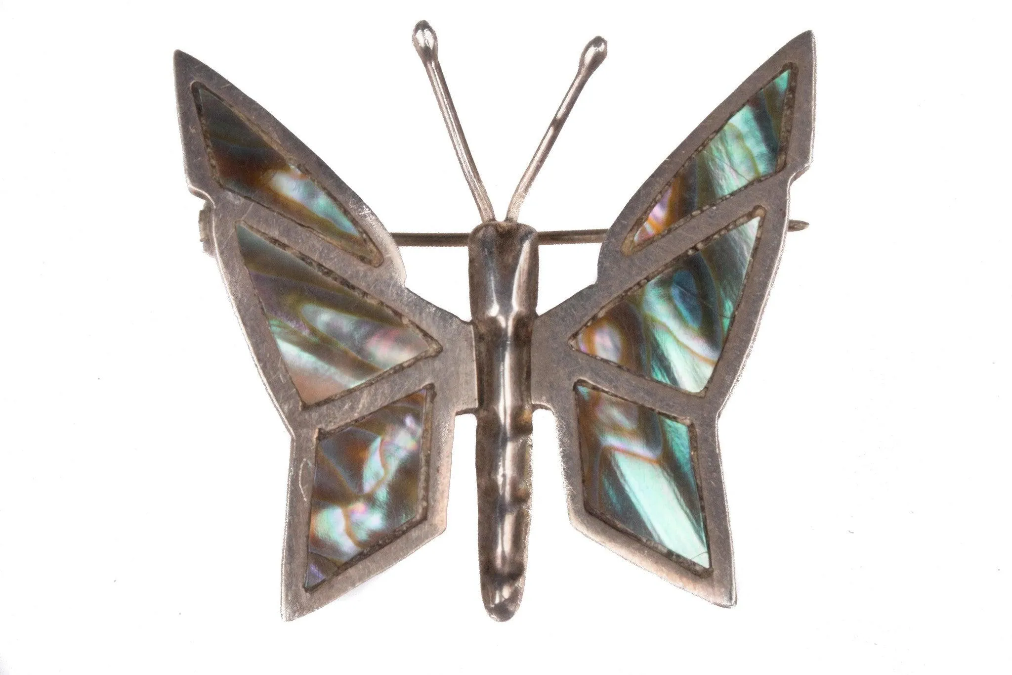 Silver and Abalone Mexican butterfly brooch