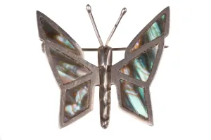 Silver and Abalone Mexican butterfly brooch