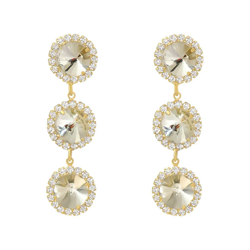 Silver needle high-end large diamond earrings light luxury niche design temperament earrings