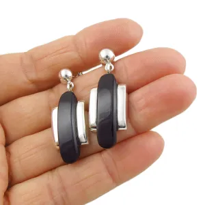 Silver Obsidian Gemstone Earrings