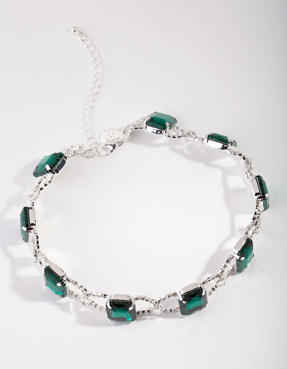 Silver Statement Emerald Choker