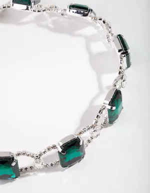 Silver Statement Emerald Choker