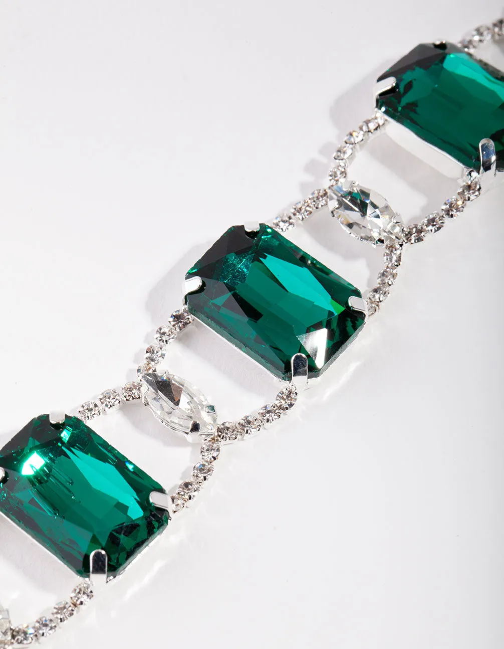 Silver Statement Emerald Choker