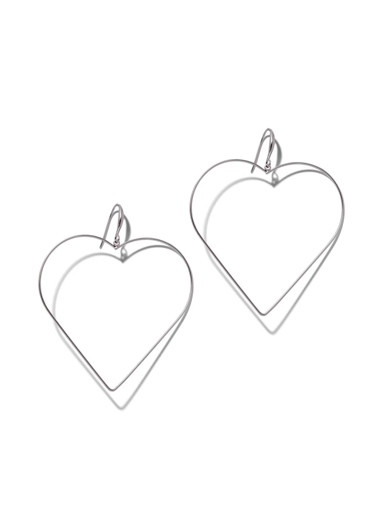 Silvertone Open Heart Hoop Earring