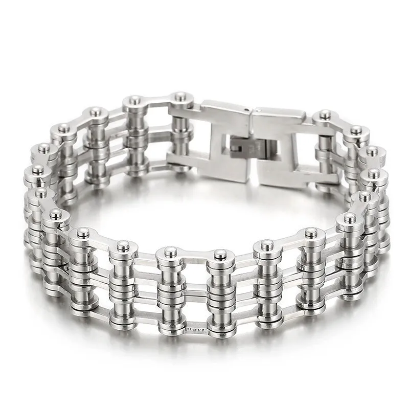 Sleek Punk Style Titanium Steel Men's Bracelet by Planderful Collection